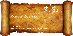 Komsa Zsanna névjegykártya